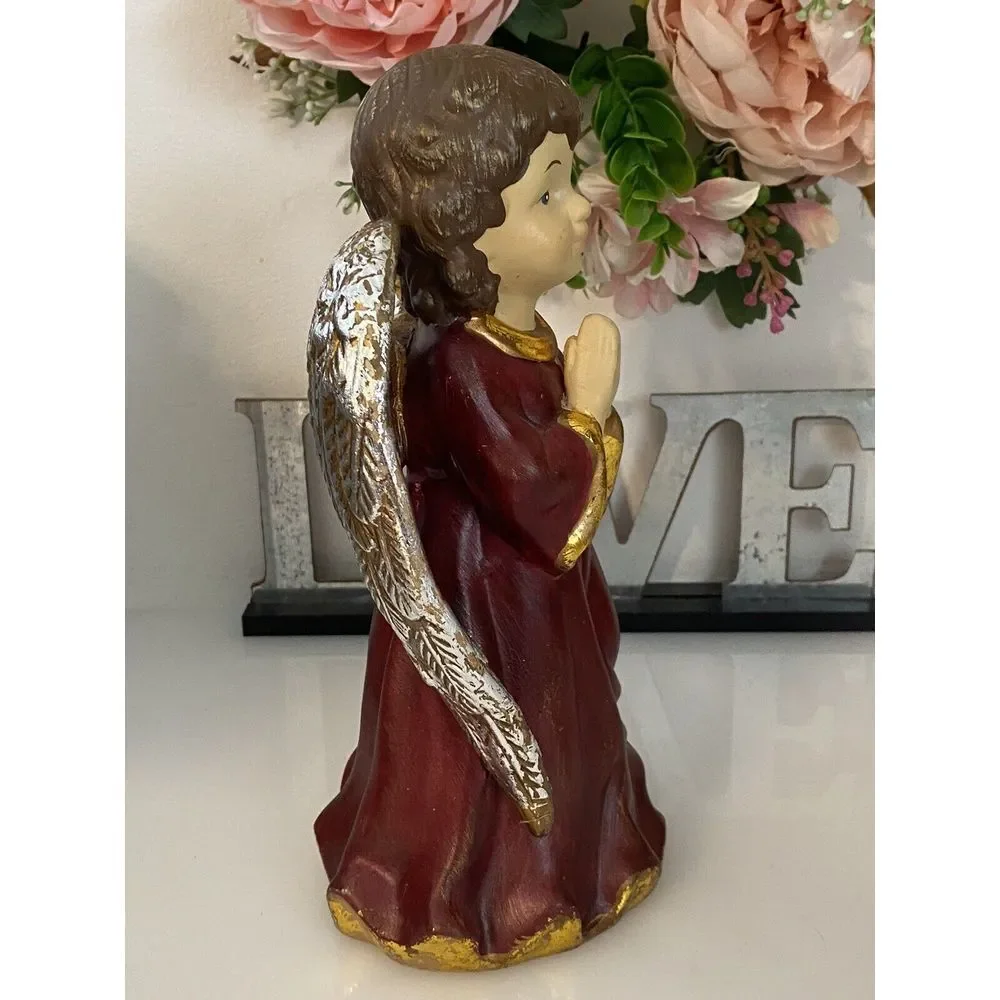 Vintage Hand Painted Ceramic Musical Angel Plays Hark The Harold Angel Sing 9